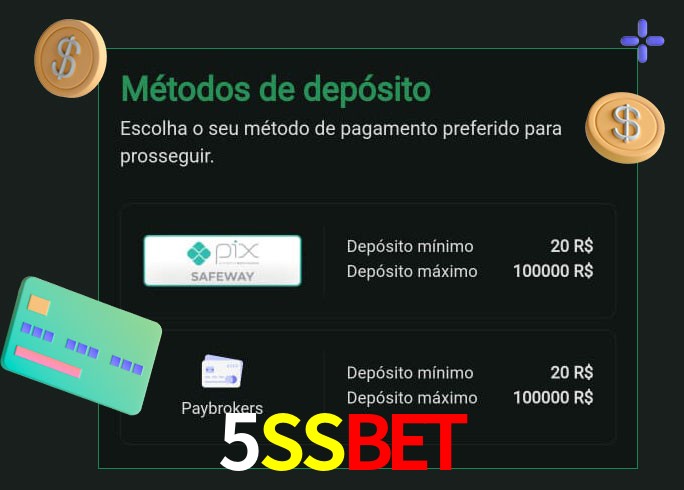 O cassino 5SSbet oferece uma grande variedade de métodos de pagamento